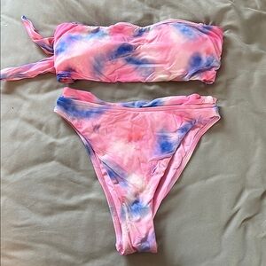 Victorias Secret PINK Pink and Blue Tie-Dye Bikini Set